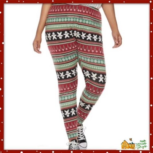 𝅺NWT Plus Size SO 1X Hatchi Holiday Leggings Gingerbread - Picture 2 of 8